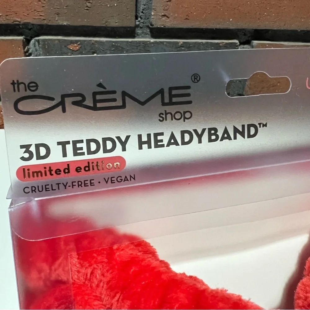 THE CREME SHOP Disney Minnie Mouse 3D Teddy Plush Spa Headband Polka Dot Red Bow